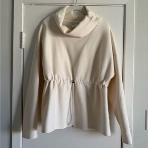 Varley Cream Funnel Neck Drawstring Waist Sweatshirt